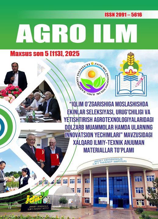 AGRO ILM №5 2025 Maxsus son: Agrar-iqtisodiy, Ilmiy-amaliy jurnal