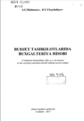 Budjet tashkilotlarida buxgalteriya hisobi