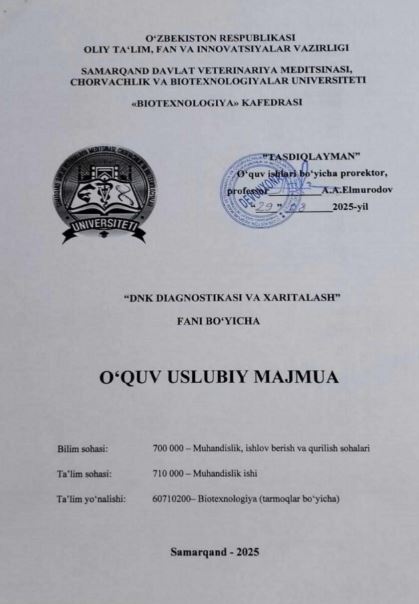 DNK DIAGNOSTIKASI VA XARITALASH