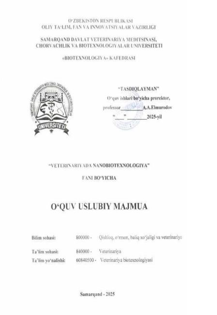 VETERINARIYADA NANOBIOTEXNOLOGIYA