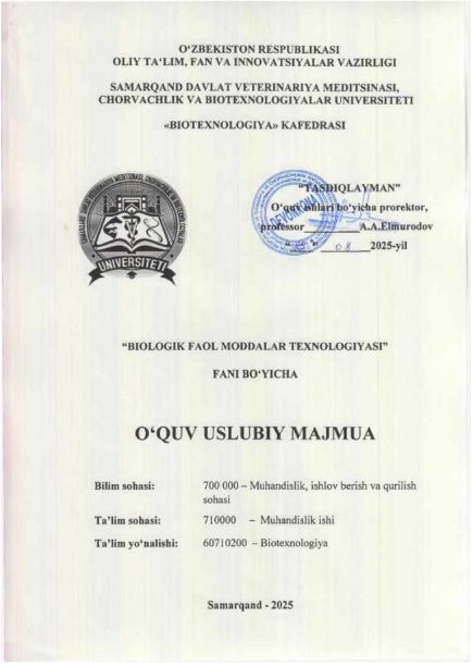 BIOLOGIK FAOL MODDALAR TEXNOLOGIYASI