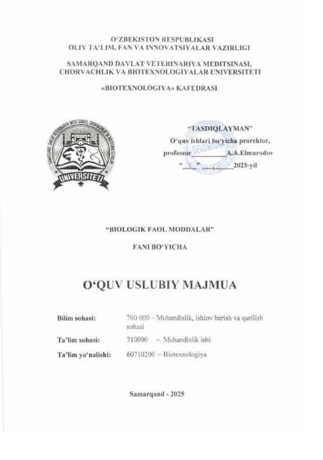 BIOLOGIK FAOL MODDALAR