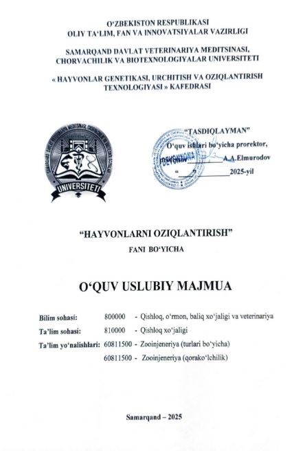 HAYVONLARNI OZIQLANTIRISH