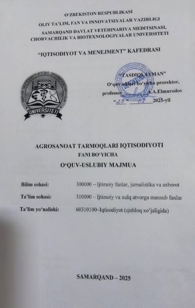 AGROSANOAT TARMOQLARI IQTISODIYOTI