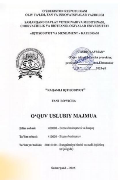 RAQAMLI IQTISODIYOT