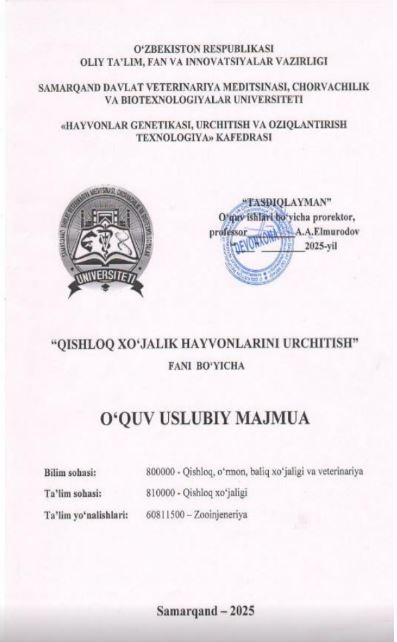 QISHLOQ XO'JALIK HAYVONLARINl 