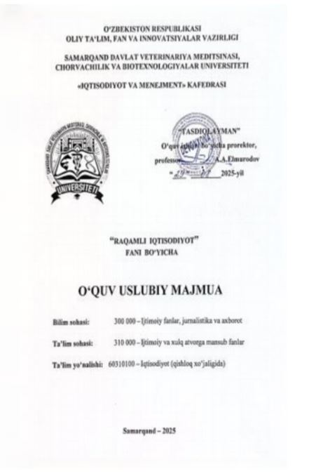 RAQAMLI IQTISODIYOT