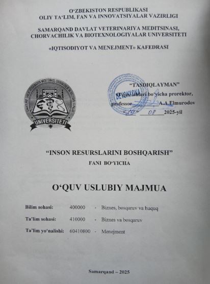 INSON RESURSLARINI BOSHQARISH