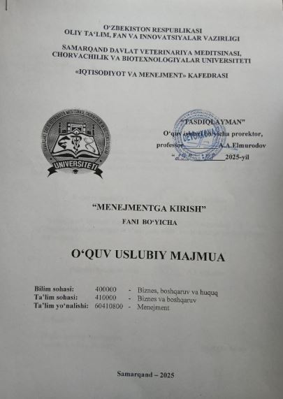 MENEJMENTGA KIRISH
