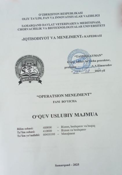 OPERATSION MENEJMENT