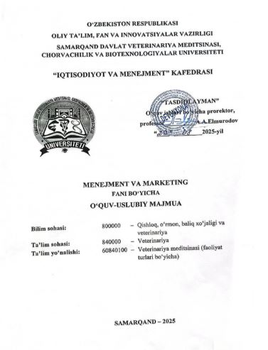 MENEJMENT VA MARKETING