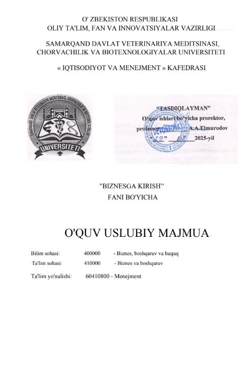 BIZNESGA KIRISH