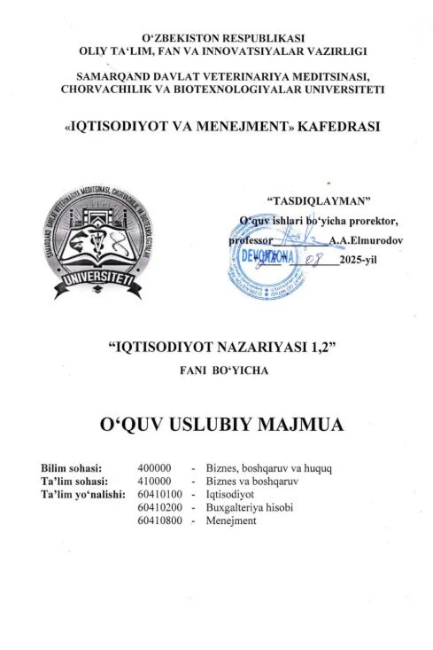 IQTISODIYOT NAZARIYASI 1,2