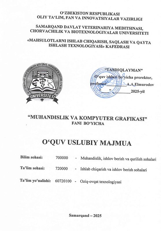 MUHANDISLIK VA KOMPYUTER GRAFIKASI