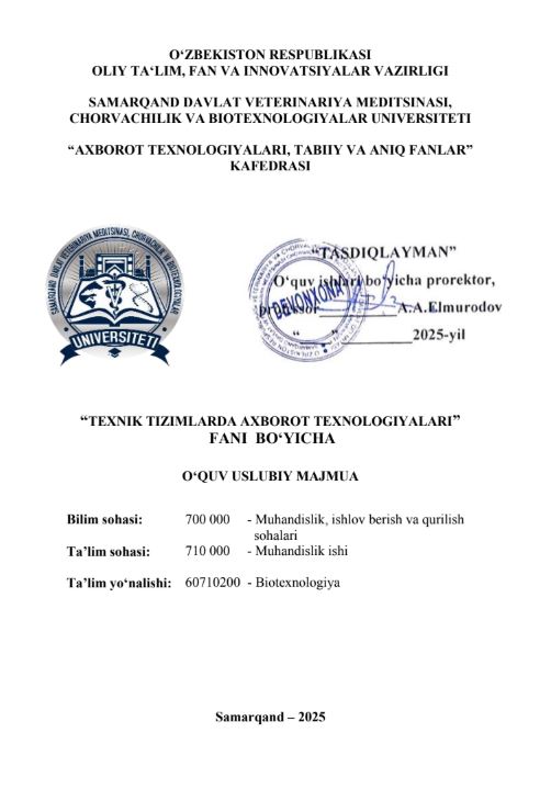 TEXNIK TIZIMLARDA AXBOROT TEXNOLOGIYALARI