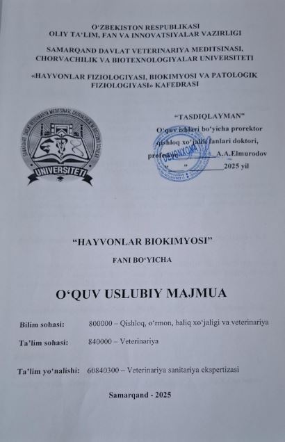 HAYVONLAR BIOKIMYOSI