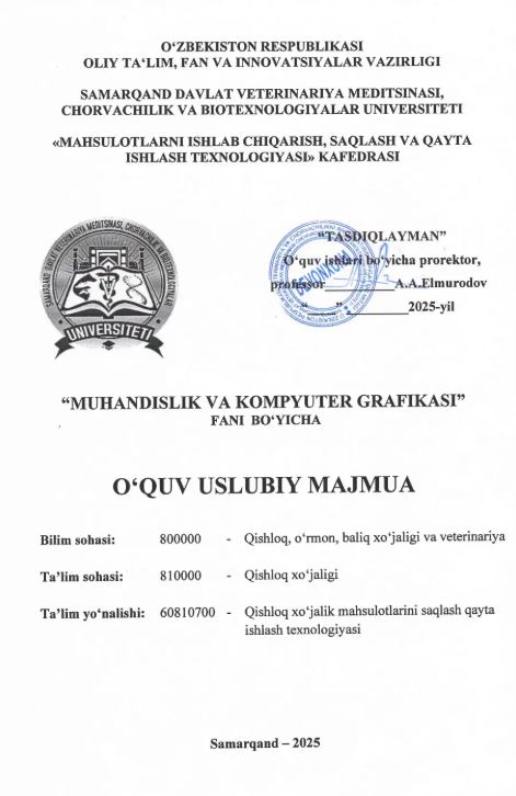 MUHANDISLIK VA KOMPYUTER GRAFIKASI