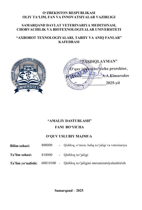 AMALIY DASTURLASH