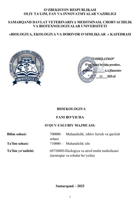 BIOEKOLOGIYA