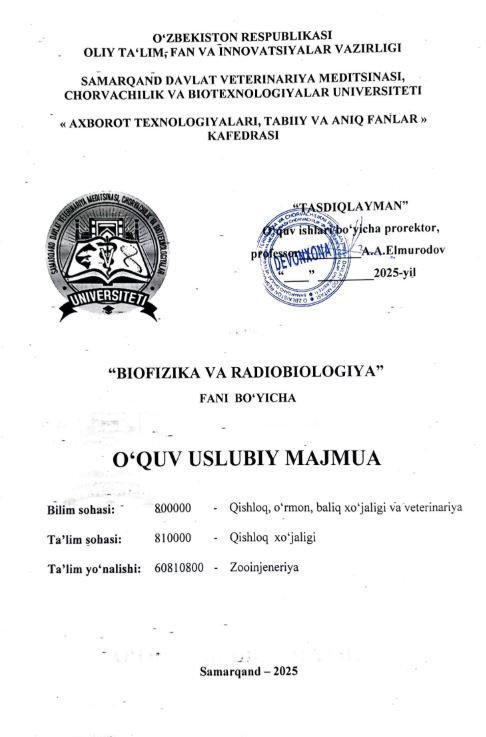BIOFIZIKA VA RADIOBIOLOGIYA