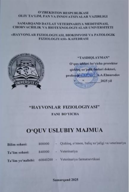 HAYVONLAR FIZIOLOGIYASI