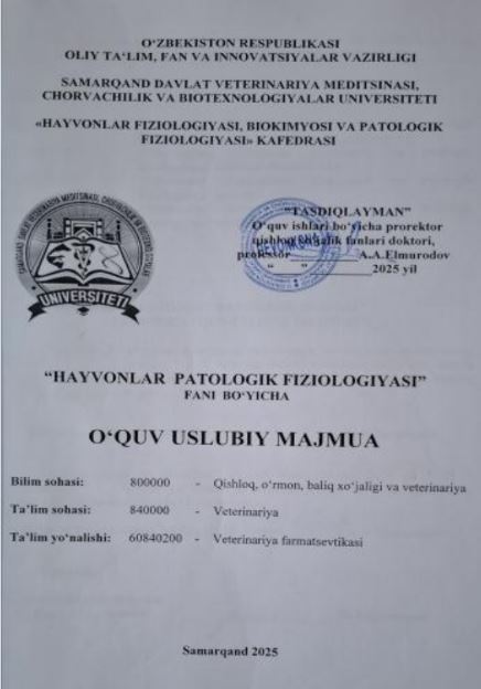 HAYVONLAR PATOLOGIK FIZIOLOGIYASI