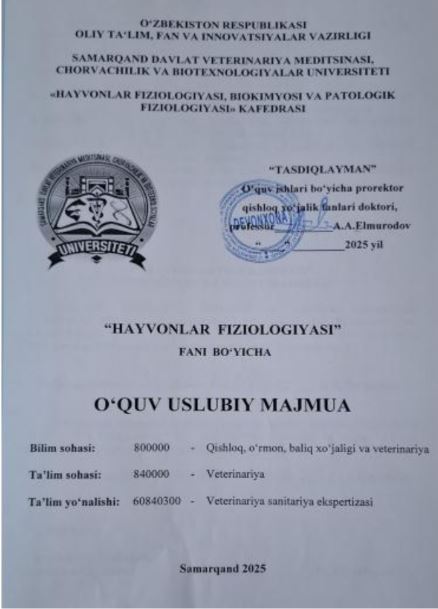 HAYVONLAR FIZIOLOGIYASI
