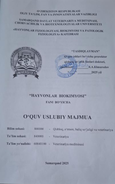 HAYVONLAR BIOKIMYOSI