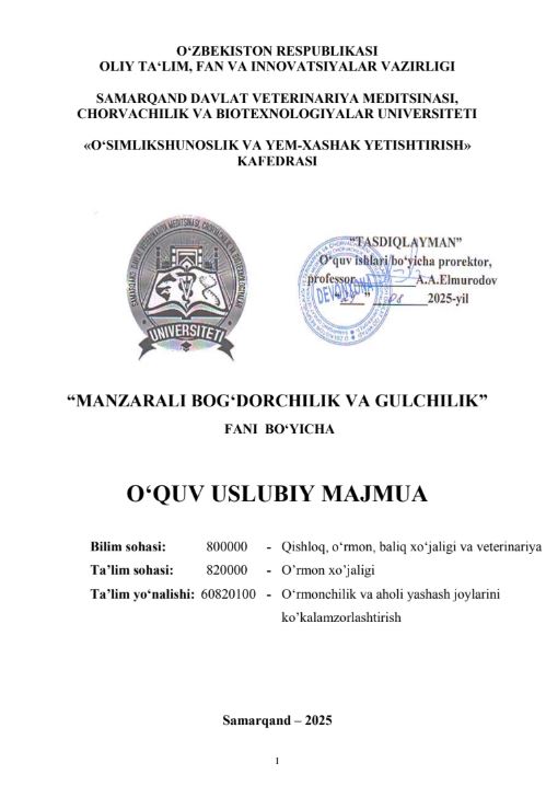 MANZARALI BOG‘DORCHILIK VA GULCHILIK