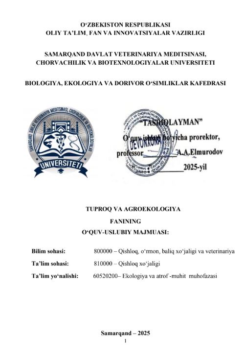 TUPROQ VA AGROEKOLOGIYA