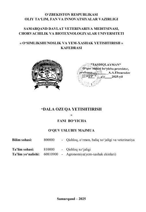 DALA OZUQA YETISHTIRISH