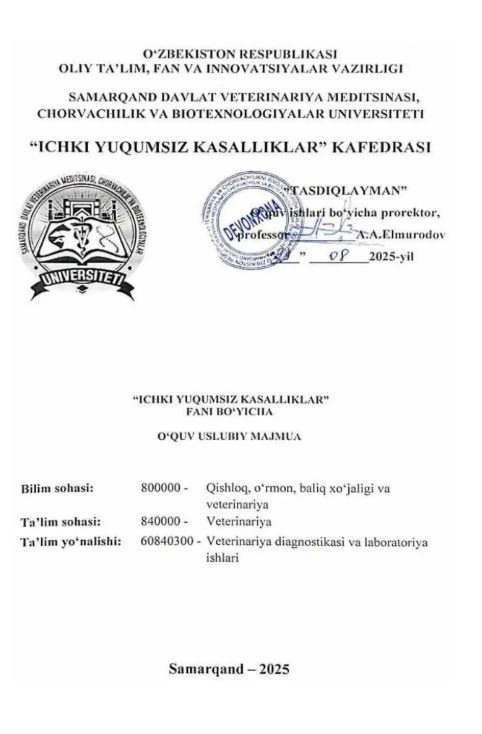 ICHKI YUQUMSIZ KASALLIKLAR