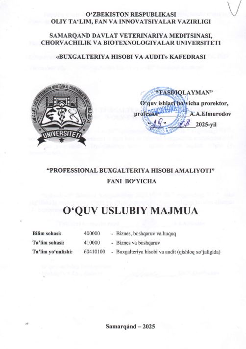 PROFESSIONAL BUXGALTERIYA HISOBI AMALIYOTI