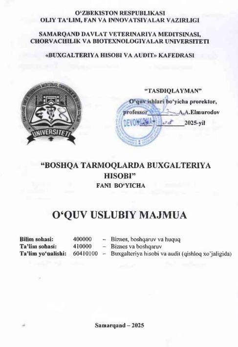 BOSHQA TARMOQLARDA BUXGALTERIYA HISOBI