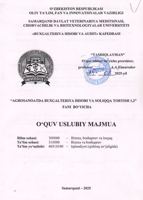 AGROSANOATDA BUXGALTERIYA HISOBI VA SOLIQQA TORTISH 1,2