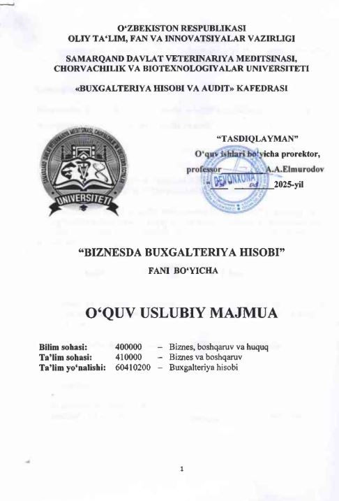 BIZNESDA BUXGALTERIYA HISOBI