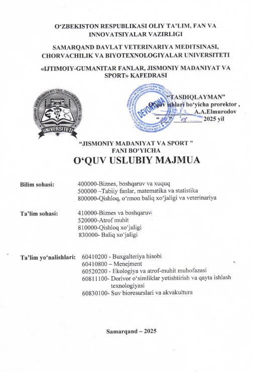 JISMONIY MADANIYAT VA SPORT 