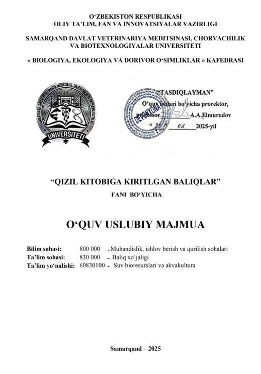 QIZIL KITOBIGA KIRITLGAN BALIQLAR