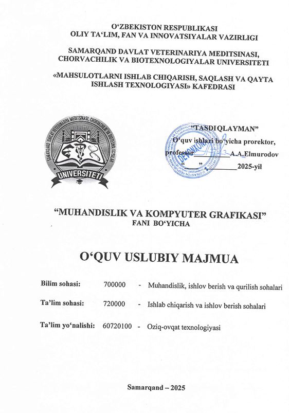 MUHANDISLIK VA KOMPYUTER GRAFIKASI