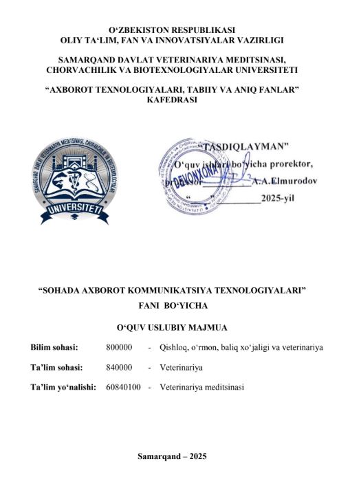 SOHADA AXBOROT KOMMUNIKATSIYA TEXNOLOGIYALARI