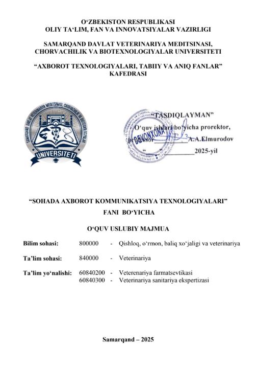 SOHADA AXBOROT KOMMUNIKATSIYA TEXNOLOGIYALARI