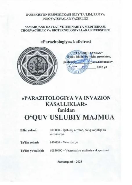 PARAZITOLOGIYA VA INVAZION KASALLIKLAR