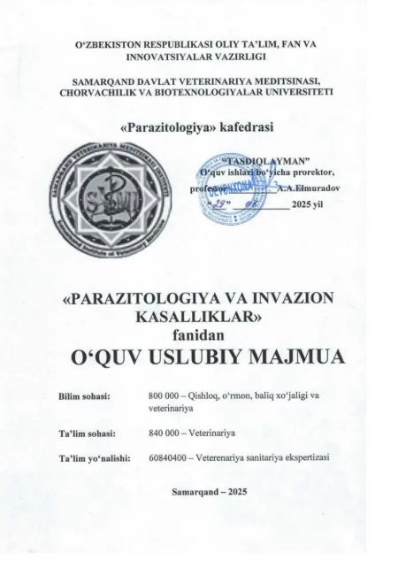 PARAZITOLOGIYA VA INVAZION KASALLIKLAR