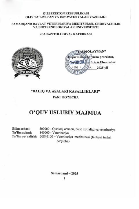 BALIQ VA ASALARI KASALLIKLARI