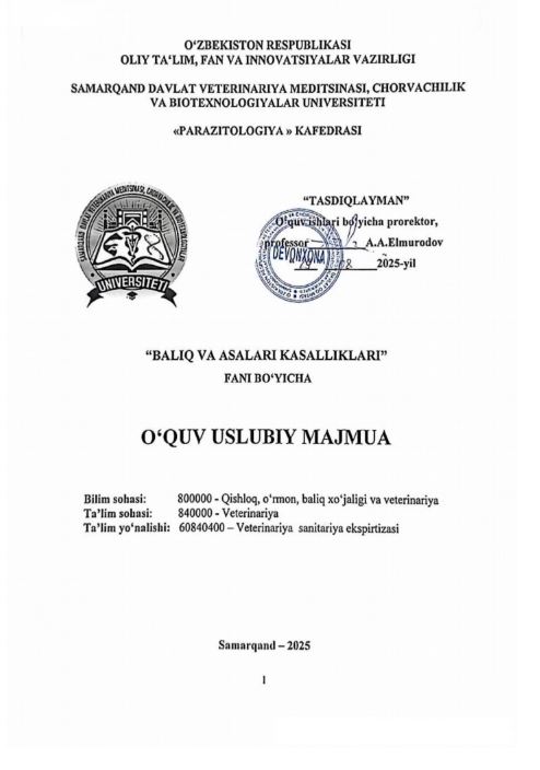 BALIQ VA ASALARI KASALLIKLARI
