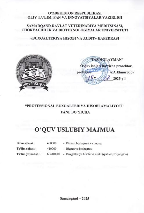 PROFESSIONAL BUXGALTERIYA HISOBI AMALIYOTI