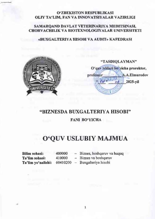 BIZNESDA BUXGALTERIYA HISOBI