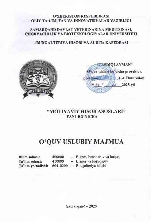 MOLIYAVIY HISOB ASOSLARI