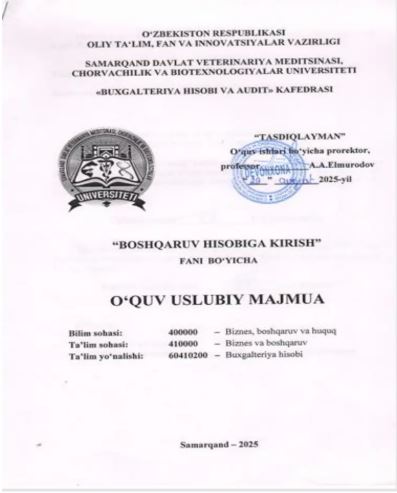 BOSHQARUV HISOBIGA KIRISH
