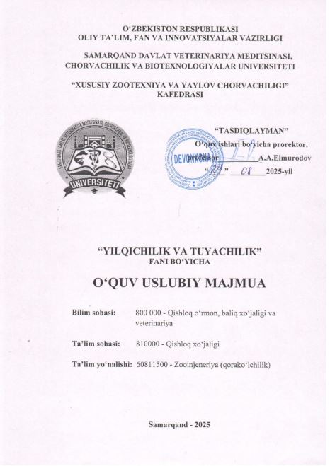 YILQICHILIK VA TUYACHILIK